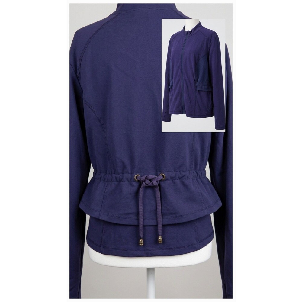Jaanuu Scrub Jacket Size 3X Deep Purple Zip Up Cinch Waist Peplum Warm Up FLAWS